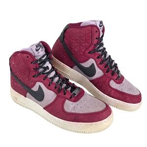 Nike Air Force 1 High Night Sneakers Shoes Womens 8 Maroon Plum Fog Hi-Top